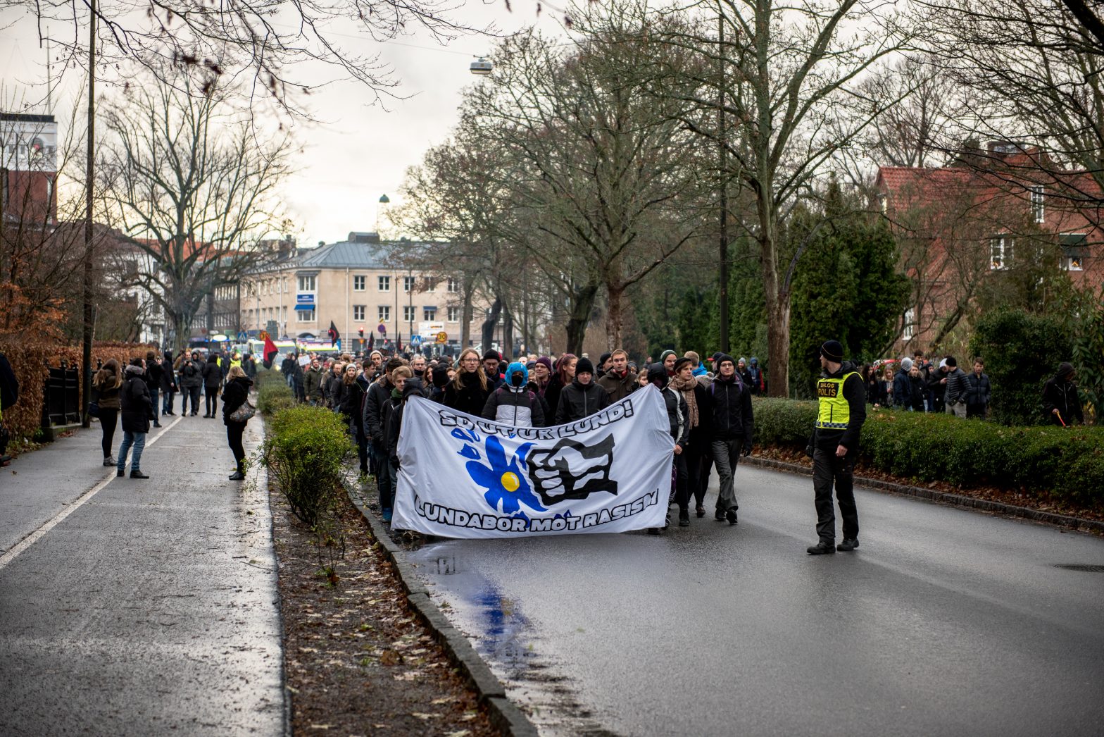 Protester och konfrontation vid SDs landsdagar i Lund, 2015-11-28